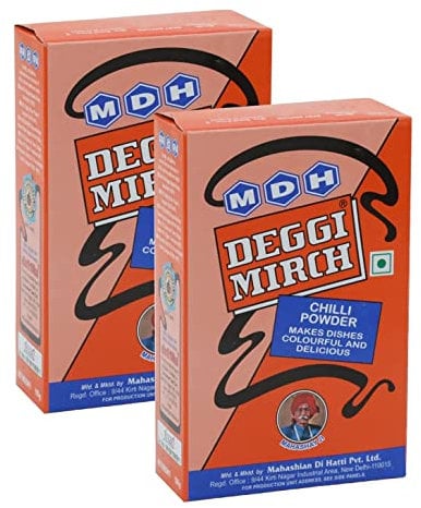 MDH Deggi Mirch 100g (Pack of 2)- Enhances the flavours of the meal - A must-have Indian Spice Red Chilli Powder in the kitchen – Spices Mix Curry Masala Recipe Mixes Casserole Seasoning Herbs