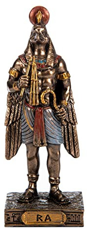 BEAUTIFUL GREEK STATUES Ra Ägyptischer Gott Kunstharz-Figuren, handbemalt, Bronze-Miniatur-Statue, 9,1 cm