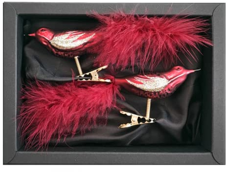 GlasWunder – Weihnachtsornament Vogel, Rot, Klassisch, Hängend, 2 Stück