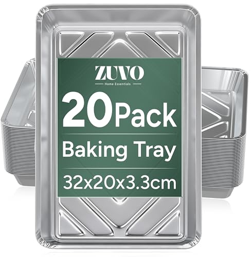 Zuvo Aluminium Foil Trays 20-Pack 32x20cm Disposable Tin for Roasting & BBQ