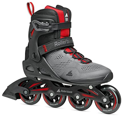 Rollerblade Macroblade 84 Men's Adult Fitness Inline Skate, Dark Gray & Red, Performance Inline Skates