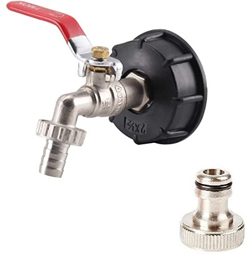 Koksi IBC Tank Fittings, IBC Tank Adapter S60X6 To Brass Garden Tap With 1/2 Hose Fitting Oil Fuel Water Fitting Parts Connector Replace