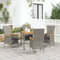 Tidyard 5-TLG. Garten Essgruppe, Sitzgruppe Garten 4 Personen, Terrassenmöbel, Gartenmöbel, Esstisch mit Holz-Tischplatte & 4 Stühlen, mit Kissen Grau Poly Rattan