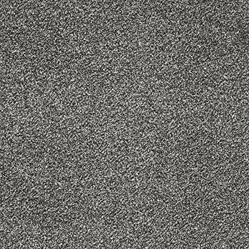Velours Teppich Meterware meliert Grauer Teppichboden für Schlafzimmer und Wohnzimmer Saxony Auslegware in 400 und 500 cm Breite (4 m x 3 m)
