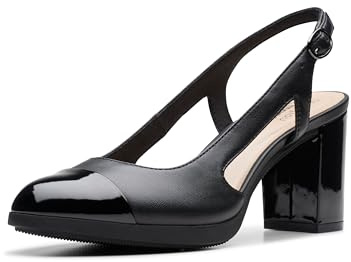 Clarks Women's Bayla Joy Pump, Black Leather, 9 UK
