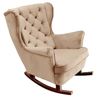 DomiMeble Schaukelstuhl für Wohnzimmer, Schlafzimmer - Schön und Komfortabel Relaxstuhl aus hochwertigem Holz gefertigt 92 x 84 x 104 cm