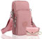 OHSN 2 Pcs Borsetta a Tracolla Porta Cellulare, da Donna, Piccola Da Collo Con Portacarte In Pu Rosa