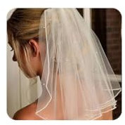 Kurzer Brautschleier Einfacher Hochzeitsschleier Weiß Brautschleier Junggesellinnenabschied Schleier für Frauen und Mädchen (Kristall)