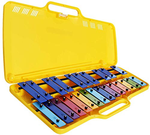 ROCKSTAR - Carrillón Xilófono Glockenspiel 25 Teclas Metálicas Colores Angel AG-25N3 Glockenspiel Metalofono con Estuche Para Estudiantes, Instrumento Musical, Regalo Escolar