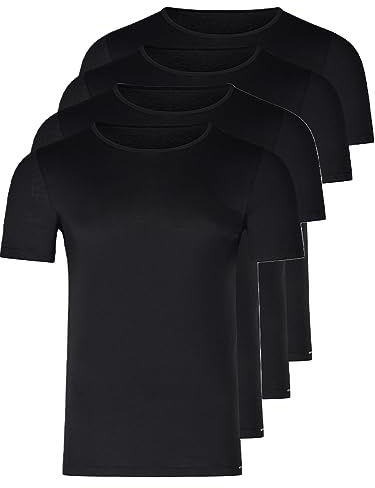 Skiny - Basic - Unterhemd/Shirt Kurzarm - 4er Pack (L Schwarz)