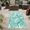 Teppich-Traum Outdoor Vorzelt Teppich Kunststoff wetterfest wasserfest Camping Wohnmobil Läufer Blätter-Design Petrol 90 x 150 cm