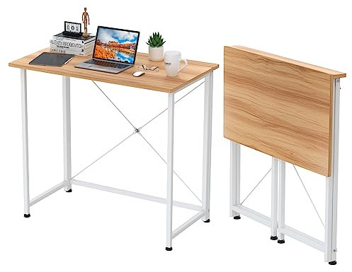 Lvhecforhm Mesa Escritorio Plegable, Marrón Mesa de Oficina Plegable, para Ordenador, Pequeño Mesa Ordenador Plegable Escritorios portátiles para Estudio, Casa Oficina 80x45.5x74cm