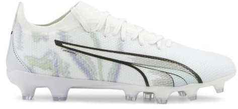 Puma Ultra Match Brilliance - Tacos de fútbol para mujer, con tacos de suelo firme, color blanco, Blanco, 37 EU