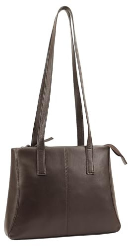 Lloyd Baker London Zip Top Echtleder Tote Bag Schultertasche Damen Leder Handtasche HAMPI, braun, 30 Centimeters , Medium