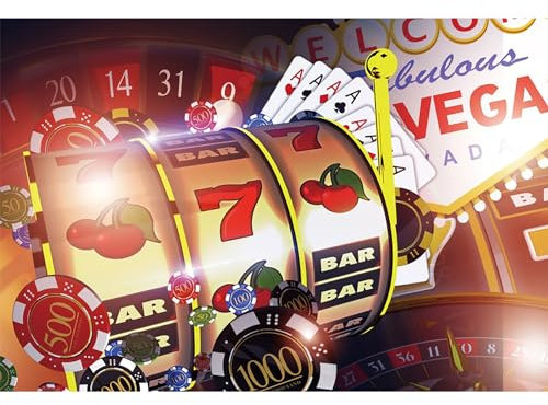 MIRRORANG 4,5x3m Las Vegas Casino Hintergrund Pokerkarten Jackpot Turntable Casino Thema Party Dekorationen Fotografie Hintergrund Portrait Photo Booth Studio Requisiten, Vinyl