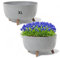 Blumentopf mit Füßen aus Kunststoff, Schale Rund Betonmuster (Grau, XL-47cm)