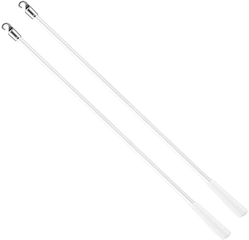 Cabilock 2 Stück Jalousiestab aus Fiberglas mit Ergonomischem Griff und Metallhaken 30cm lang Zubehör für Vertikale Fensterjalousien Einfache Montage Weiß