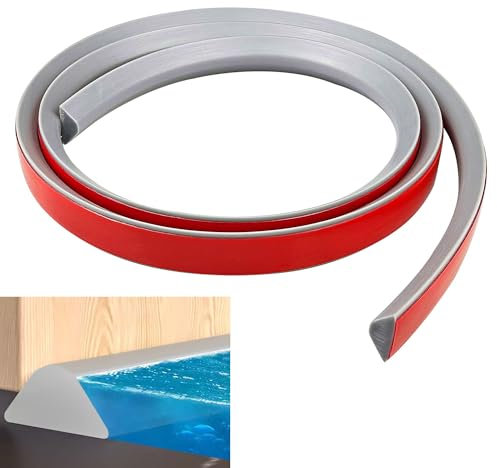 200cm Barrera agua Ducha, Borde Plato Ducha, Farrera de Ducha, Barrera de Agua para Eucha Cocina adecuada, espacio de Almacenamiento Baño Baño Frío Acuario Cuenco Agua (Gris)