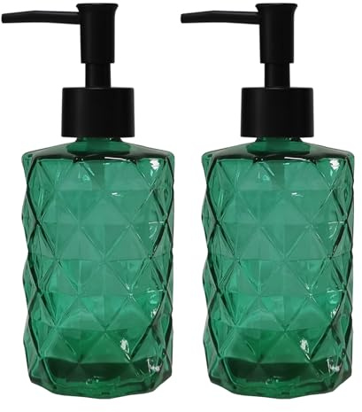 YYTSGG Grünes Badezimmer-Seifenspender-Set mit schwarzer Kunststoffpumpe, 340 ml
