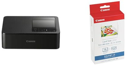 Canon Selphy CP-1500 Imprimante Photo WiFi 10x15cm Noir & KC-18IF Kit 18 Impressions (Papier + Encre) Format Carte De Crédit Autocollant 5,4 X 8,6