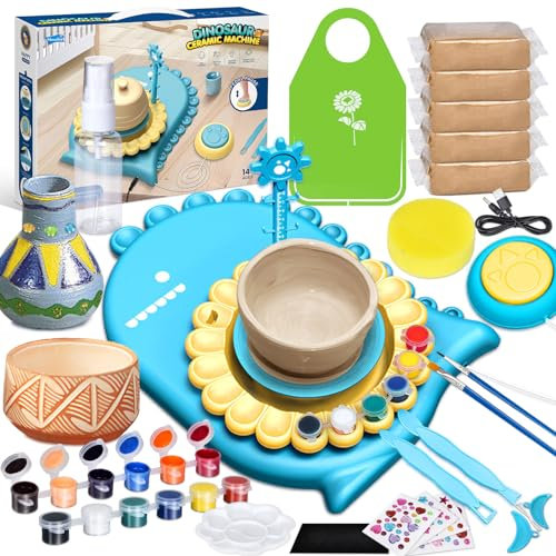 IEEILULU Ruota per Ceramica per Bambini, Kit Ruota in Ceramica Elettrica, Macchina per Ceramica con Argilla, Colori, Adesivi Diamantati, Strumento per L'Arte dell'argilla Fai da Te per Principianti