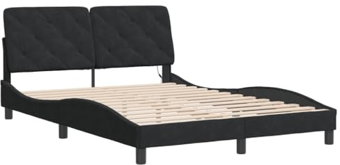 vidaXL Bettgestell, Bett mit LED ohne Matratze, Bettrahmen mit Lattenrost für Schlafzimmer, Doppelbett SchlafzimmerBettgestell Schwarz 120x200cm Samt