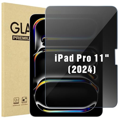 Procase Protector de Privacidad para iPad Pro 11 2024(M4), Protector de Pantalla Templado Cristal Anti Espía para iPad Pro 11 Pulgadas 5.ª Generación