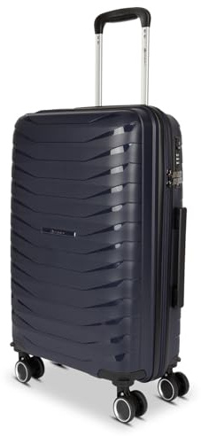 Franky 4-Rad Koffer mit TSA Schloss, Trolley im coolen Look, funktionaler Hartschalen Koffer, Reisegepäck, Reisetasche für Urlaub, Ferien und Abenteuer (Dark Blue, M-mittlerer Koffer 69 cm)