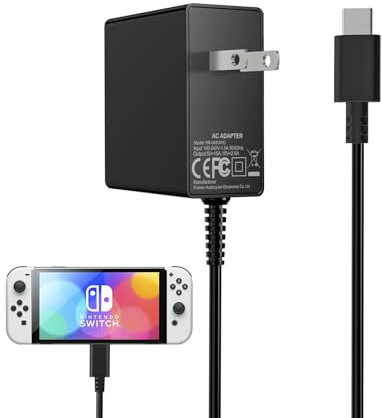 39W Ladekabel Netzteil für Switch, OLED, Lite, Dock und Pro Controller, 15V 2.6A GaN USB C Ladegerät Unterstützt TV Modus Schnelles Aufladen