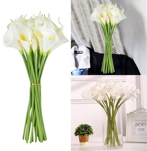 Whychstore Künstlicher Calla-Lilienstrauß, realistische Calla-Lilien, künstliche Blumen, stilvolle und künstliche Blumen, Schönheit für Partys und Veranstaltungen (10 Stück)