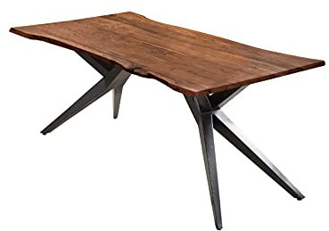SAM Baumkantentisch 280x100 cm Almeria, Akazienholz nussbaumfarben + massiv, echte Baumkante, Esstisch aus Massivholz, Esszimmertisch mit Airloft-Metallgestell Schwarz
