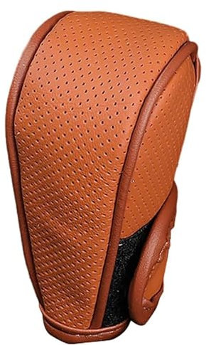 PLCGTNNP Auto Schaltknauf Abdeckung Für Audi A6 S6 Sedan Avant 4A 4B 4F 4G, Leder Schutzabdeckung für Schalthebel Manuelle Schalthebeldekoration Anti-Rutsch Atmungsaktiv Autozubehör, F/Brown