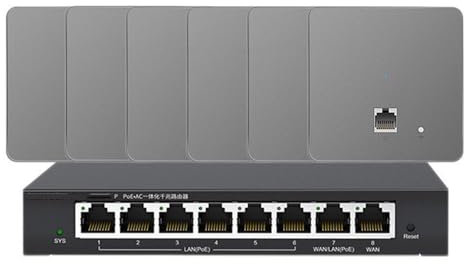Routeur Gigabit intégré à 8 ports, ensemble de panneaux de 86 Mm, routeur de couverture Wifi mural intégré, alimentation Poe,Grey-Six-panels