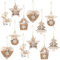 HERZONE 12pcs Holzanhänger Weihnachten Weihnachtsbaum Holz Anhänger Weihnachten Weihnachtsanhang Holz für Weihnachtsbaum DIY Anhänger Dekoration (A)