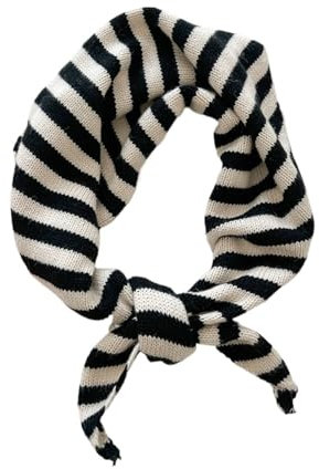 Yizelli Dreieck Strickschal für Frauen Warmer Streifen Schal für Frühling Herbst Winter (Schwarz)