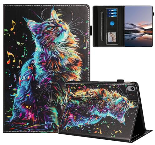 Mldjomid Funda Tableta para Lenovo Tab P11 11 2021 (TB-J606F) Protectora Carcasa con Soporte y Auto Sueño/Estela PU Flip Case Cover para Lenovo Tab P11 11 Tableta Funda- Gato Musical