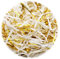 GXGM Geschreddertes Papier Geschenk Füllmaterial für Pakete,Geschenkbox,Geschenkkorb und Präsentkorb, Gold Seide Milchig Weiß, 100g