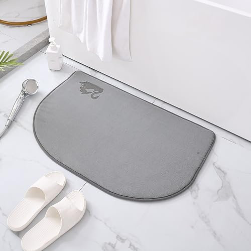 Yokqexz RV-Friendly Bathroom Mat - Space-Saving Corner Rug, Waterproof Memory Foam & Machine Washable For Easy Cleaning(Swan Grey,40 * 60cm)