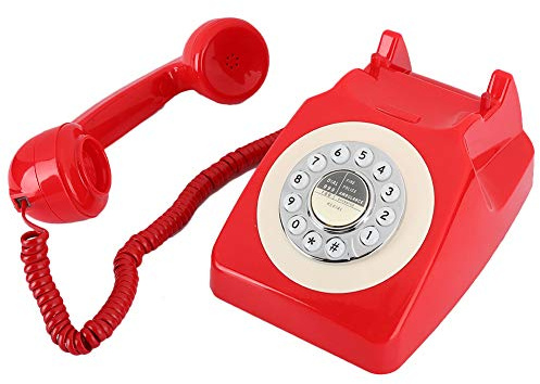 Festnetzphasen, Retro Traditionelles Rotes Schnüre -Telefon mit Einstellbarem Volumenhandhorn, Redialfunktion, Klassischer Dekoration für School