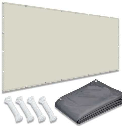 Toile Ombrage Auvent 3.2 x 6 m UV Résistant Contre Le Ven Toile Tendue Exterieur Cordes de Fixation Incluses pour Pergola Fleurs Patio Lawn, Blanc cassé