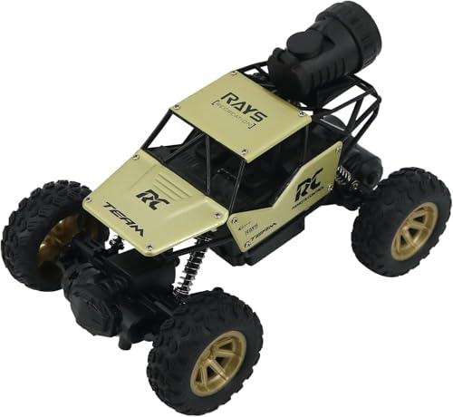 FUNFY 1:18 Rock Crawler RC Auto giocattolo con 4WD | Con 4 sospensioni morbide, doppio motore, spray Lightning Mist, pneumatici con una migliore presa, carrozzeria in alluminio e batteria ricaricabile