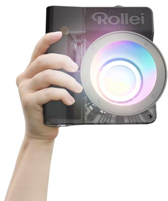Rollei LUX 100 RGB Kit Professionelles LED-Dauerlicht Fotografie mit 71 Wh Batteriegriff Candela-APP Smarte Bedienung, Fotolicht Ultraflach & Leicht | Verstellbare 360 RGB-Farben | 13 Lichteffekte