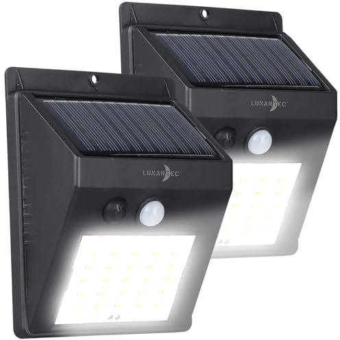 Lunartec Solarlampen: 2er-Set Solar-LED-Wandleuchten mit Bewegungsmelder, 100 Lumen, IP44 (Solarlampe mit Bewegungsmelder, Solar LED Wandfluter, Dachrinnenleuchten Nachtlicht Funktion)