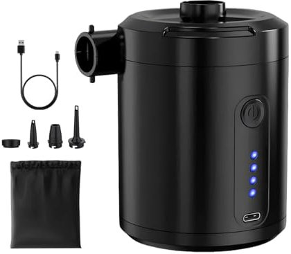 Portable Air Pump, Compact Air Pump With 4 Nozzles, Rechargeable Portable Electric Air Inflator, 11.1 X 8cm, Ultra-Compact And Lightweight, Rechargeable And Cordless For Travel, Pool, Floats