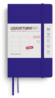 LEUCHTTURM1917 372751 Wochenkalender Pocket (A6) 2026, Softcover, Ink, Englisch