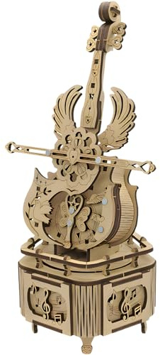 3D Wooden Puzzle - DIY Cello Wooden Model Kits for Adult to Build Magic Music Box, Mechanical Model Assembly Wood Puzzle Gear Model Building Construction Craft Kits Gifts for Teens and Adults