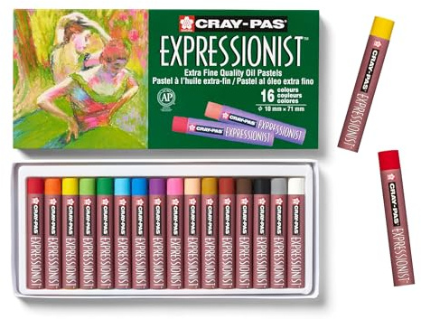 SAKURA Cray-Pas Expressionist Ölpastell Set - 16 intensive Farben - weiche, einfache Anwendung auf Papier, Leinwand, Holz, Kunststoff, Stein - Fine Art Qualität, ausgezeichnete Lichtechtheit