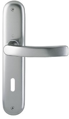 HOPPE Türgriff (Langschild) Luxembourg, Aluminium stahl für innen, Türgriff-Garnitur, Oval-Lochung