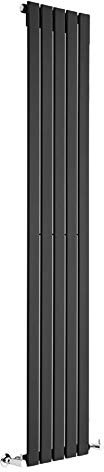 Milano Alpha Black Vertical Single Flat Panel Radiator - 1780mm x 350mm