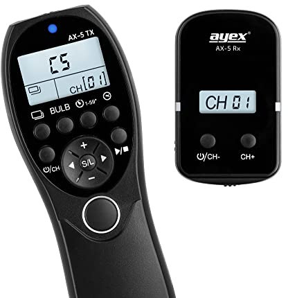 ayex Funk Timer-Fernauslöser AX-5 Kompatibel mit Panasonic zB DC-GH5 DMC-FZ2500 DMC-FZ2000 DMC-G85 DMC-G7 DMC-GX Low/High Speed Serienbilder Langzeitbelichtung Bulb zeitgesteuertes Auslösen RS-2
